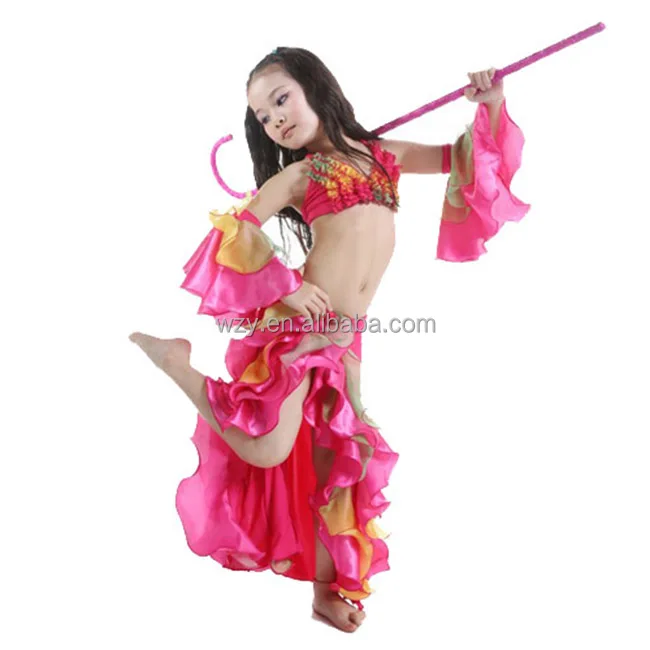 
3pcs milk silk Fashion Performance red child latin dance costume 