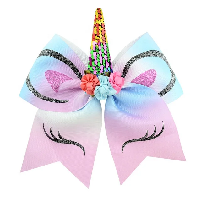 
Wholesale Ready To Ship 7 inch unicorn Bows Child Fashion Hair Accessories jojo hair bow s;eep unicorn Jojo Bow 