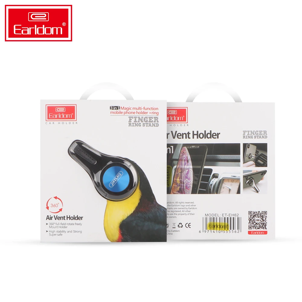 Earldom Multipurpose 360 Rotating Car Air Vent Mount Mobile Phone Holder Bracket Magnetic Finger Ring Holder