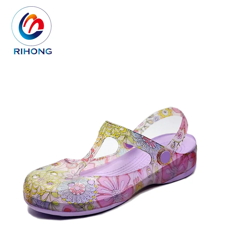 2019 new arrival fashionable wedge women pvc clear plastic clogs shoes