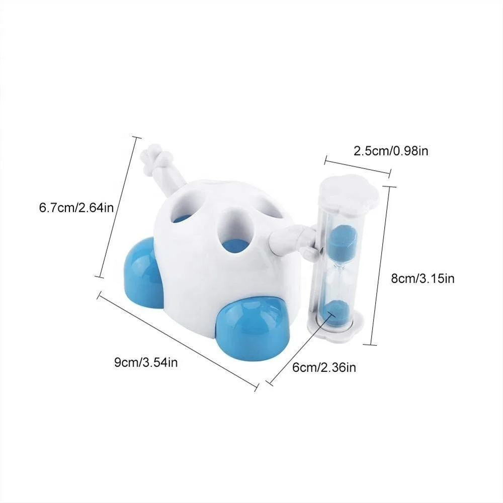 2023 New Arrivals Bathroom Cute Cartoon Animal Design ABS Plastic Toothbrush Holder for Kids with 3-minute Hourglass Sand Timer