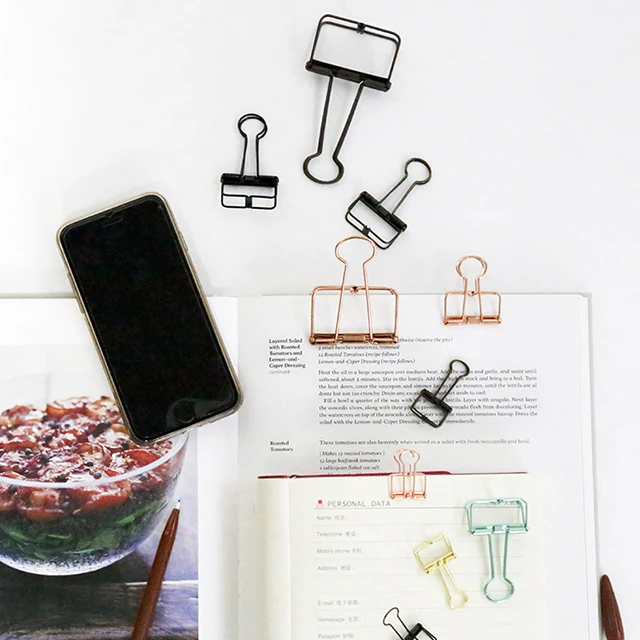 3 Size 8 Colors Metal Long Tail Clips Mini Binder Clips Multifunctional Metal Bookmark