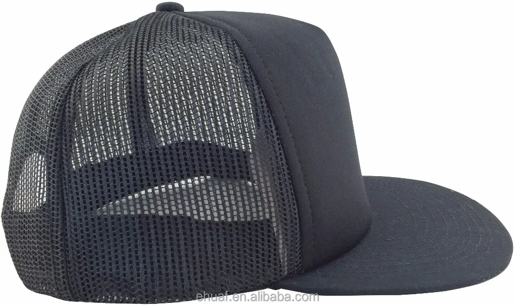 Promotional hip hop snap back flat bill foam and mesh blank cap style hat