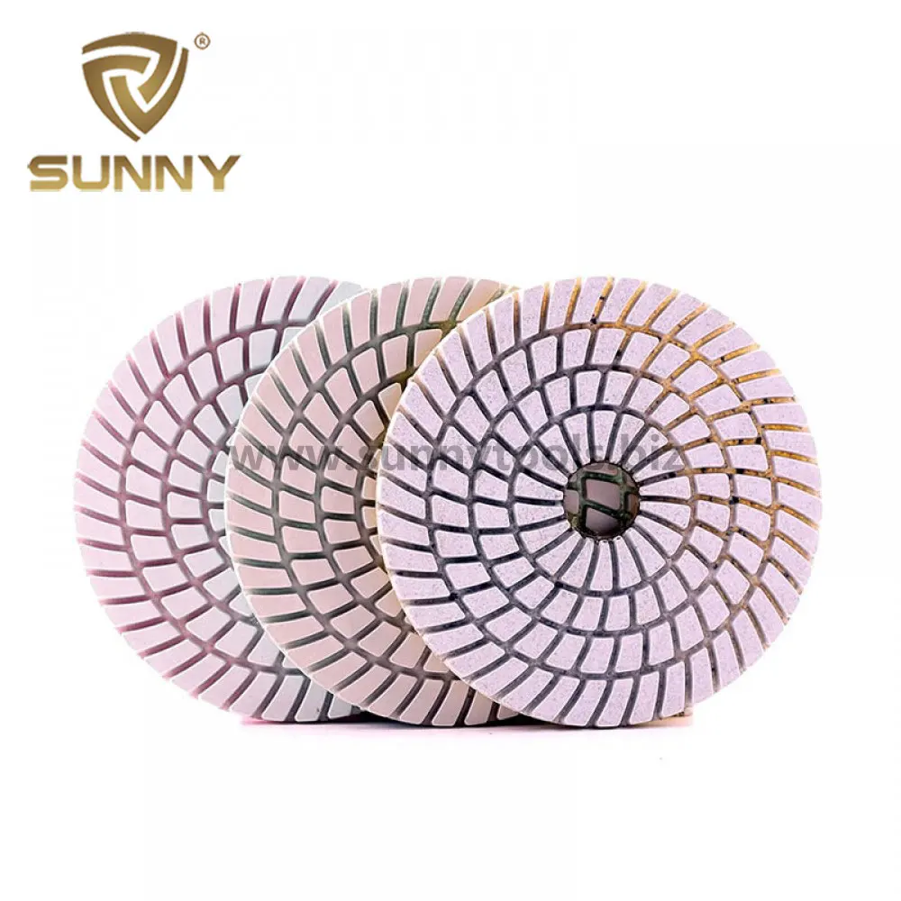
White spiral 3 step diamond polishing pads for wet using 