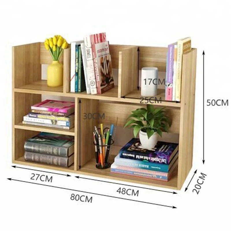 
DIY Pattern movable livingroom Desktop decoration kids book shelf grid wood Bookshelf 