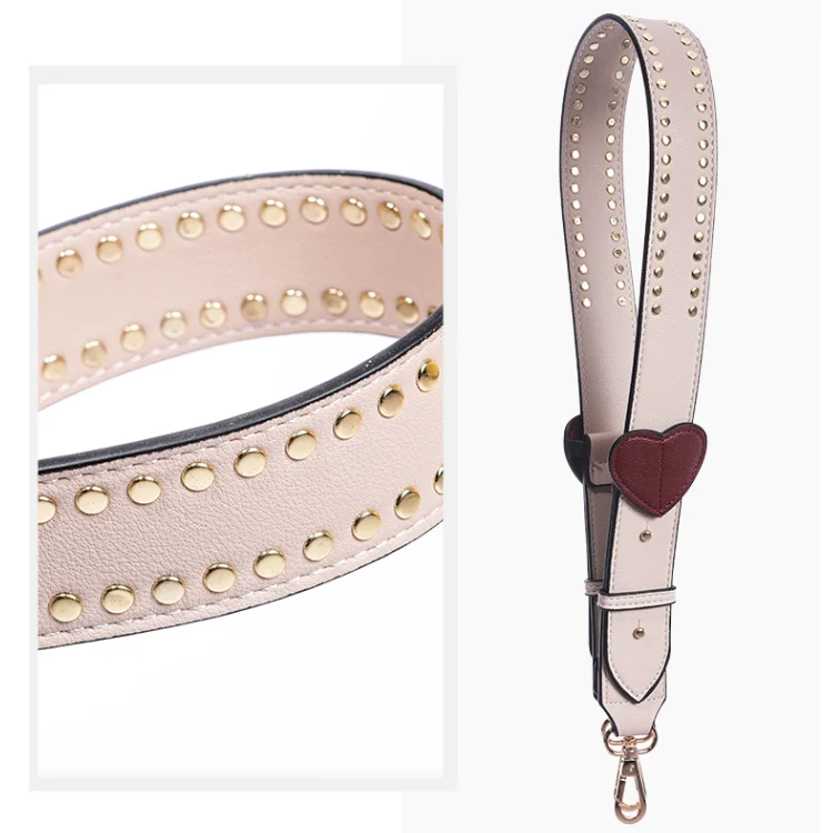 Widely Use Genuine Leather Shoulder Strap With Shiny Rivet With Adjustable Length
