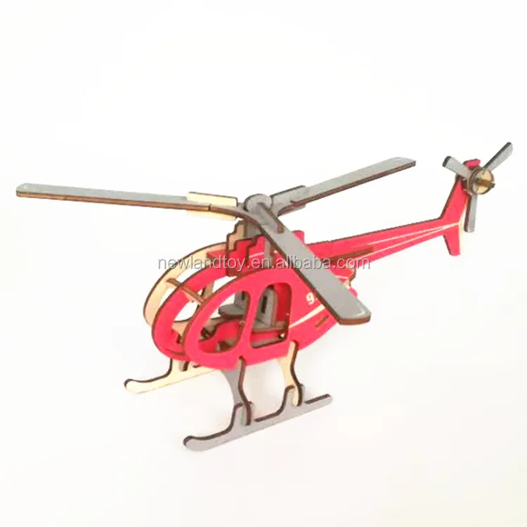 diy 3d wholesale Red Helicopter model 3D Online seller top-selling wooden puzzle for adults and teenagers
