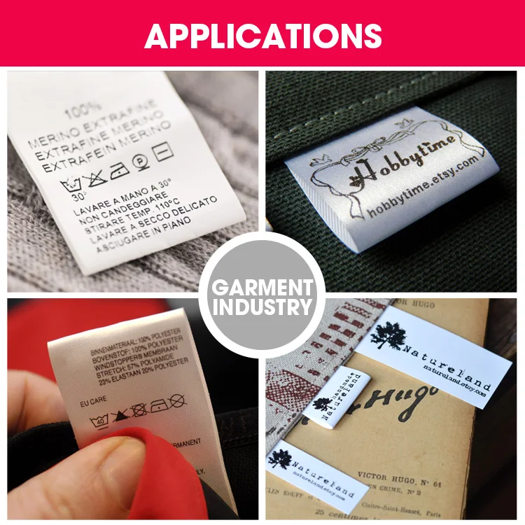 Custom Design polyester satin/cotton/nylon taffeta Clothing Labels tape safe wash care Label Printing for garment