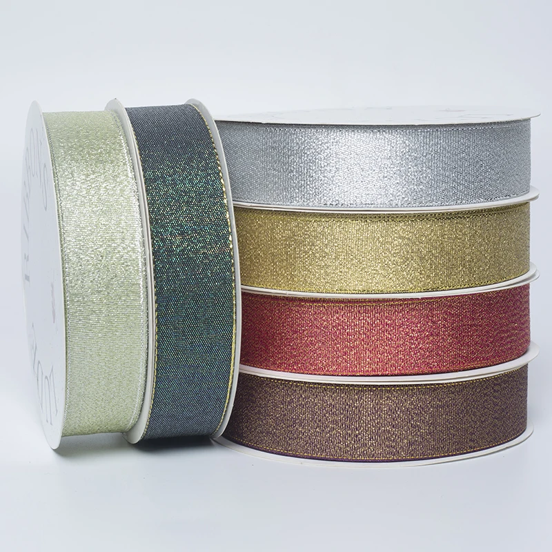 Gold and silver glitter metallic Christmas decoration ribbon