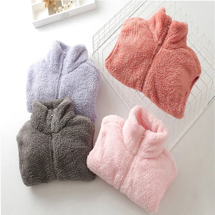 
Детский жилет, Осень-зима 2018, детская одежда из кораллового бархата, жилет с двумя воротниками для мальчиков и девочек, жилет на молнии с мультяшным принтом 