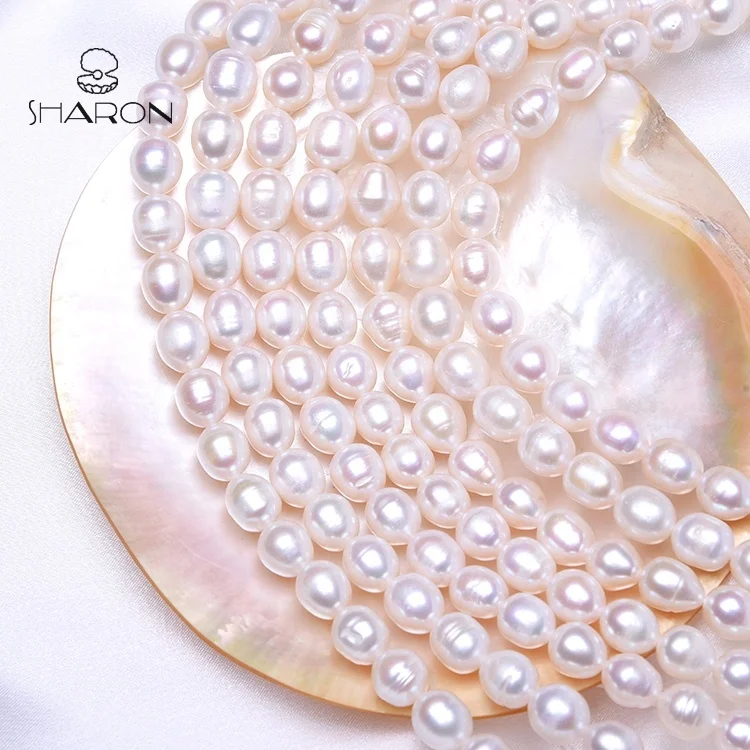 Оптовая продажа, жемчужные бусины AAA 10-11 мм, белый овальный китайский натуральный пресноводный Стеклянный Жемчуг