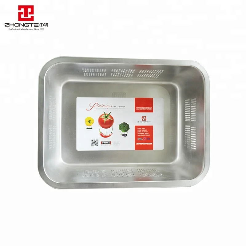 Zhongte Hotel product Stainless steel deep serving tray/baking tray food serving tray/large size square shape plates