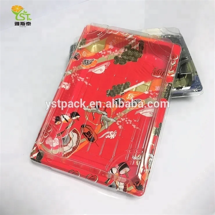 Biodegradable Disposable Plastic Sushi Packaging Boxes With High Quality Lid
