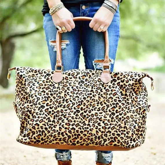 
Wholesale Monogrammed Plaid & Leopard Weekenders Tote 
