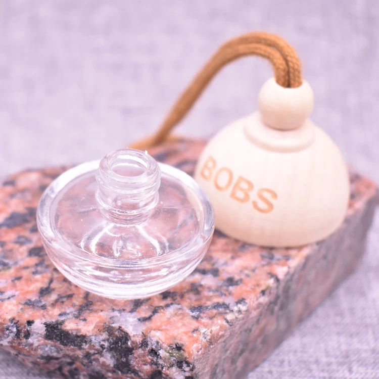  5 мл подвесной Круглый Мини-освежитель воздуха в форме шара распылитель парфюма стеклянная бутылка деревянной крышке