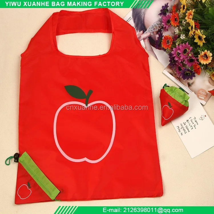 Recycled Polyester Foldable Bags Fruit Shaped Foldable Eco Tote Bag For Promotion