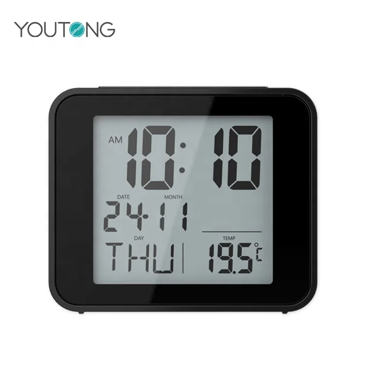 Light Digital Alarm Clock Radio Controlled Clock Wholesale Battery Used Glowing Led Snooze Black Electronic LCD Display New Year
