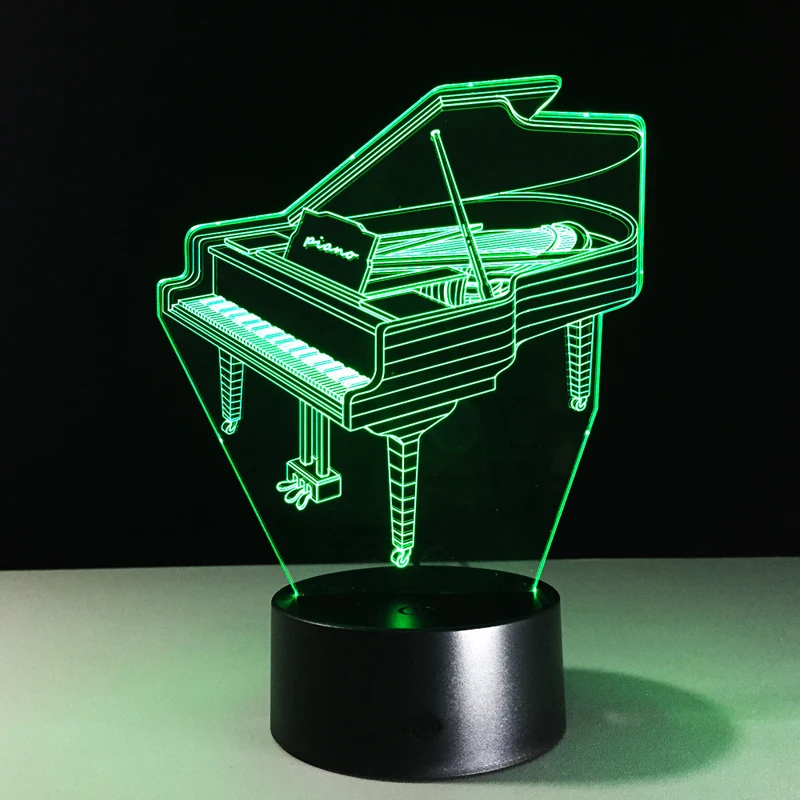 Music Instrument Retro Piano 3D USB LED Lamp 7 Colors Bulb Musician Gift Child Bedroom Decoration Elegant RGB Night Light