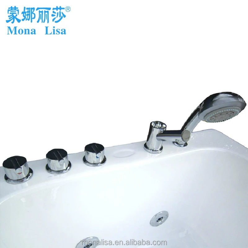 Monalisa Hot Sale High Quality Corner Single Use Acrylic Bathtub with Seat Massage Whirlpool with Towel Hanging Rod M-2006 White
