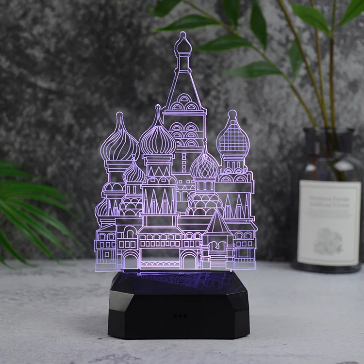 Acrylic Alarm Clock Design USB Colorful 3D Night Light Rechargeable LED Lamp Touch Switch ABS Pedestal Flashing Colors Mode