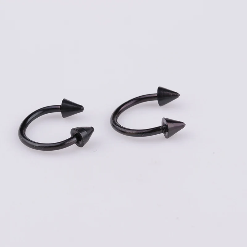 wholesale  black color 8 designs stainless steel spike ball bar curved eyebrow piercing jewelry belly navel daith piercing