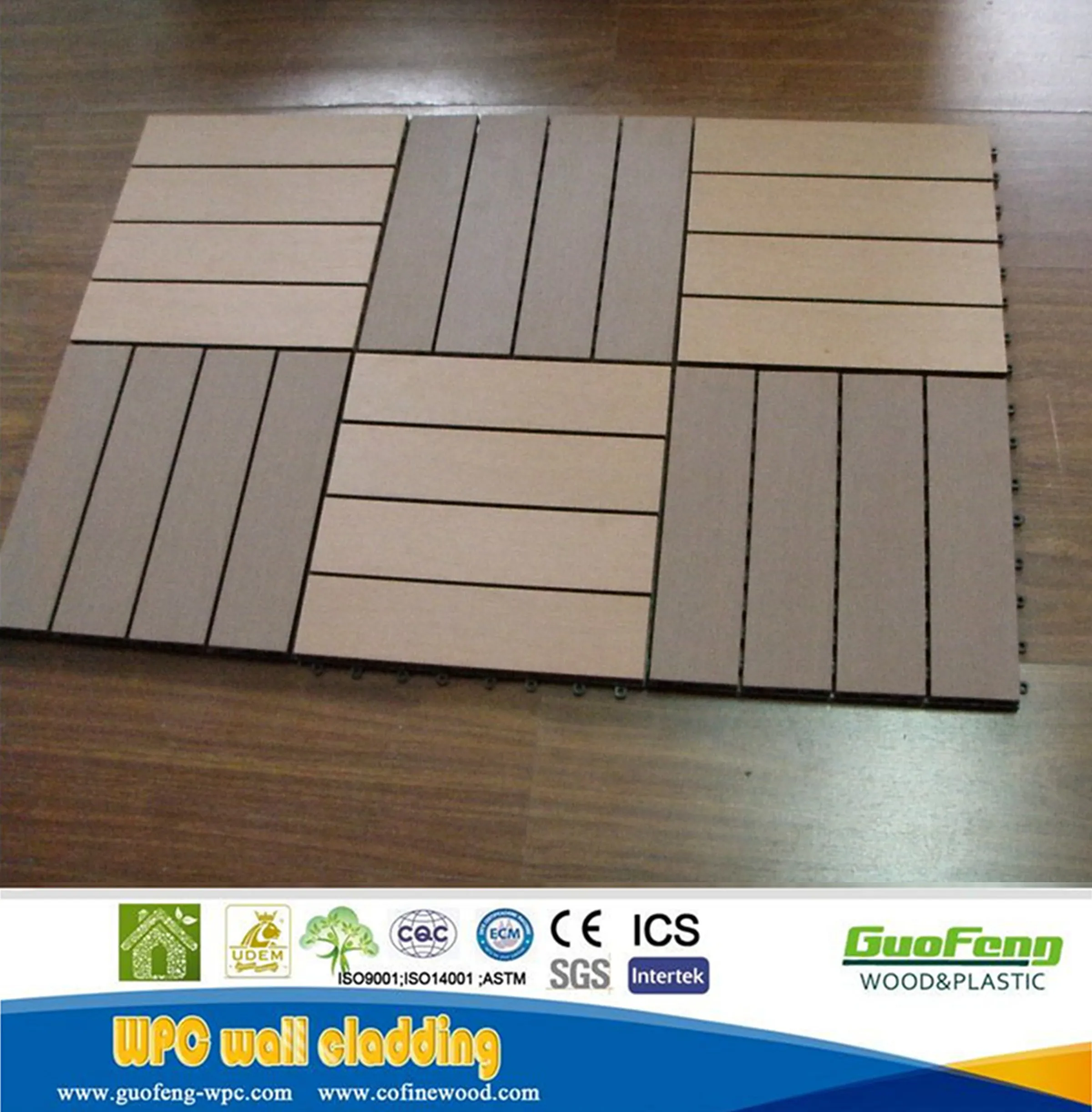 WPC outdoor  interlocking plastic wood tile bathroom tiles