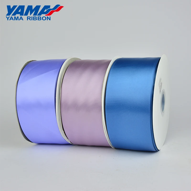 Yama Silk Satin Ribbon Factory Wholesale 3 Inch 75mm Single Face Smooth Blue RIBBONS 100% Polyester Solid Color