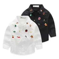 Детская простая Новая Стильная дизайнерская рубашка с мультяшной вышивкой из фабричной одежды