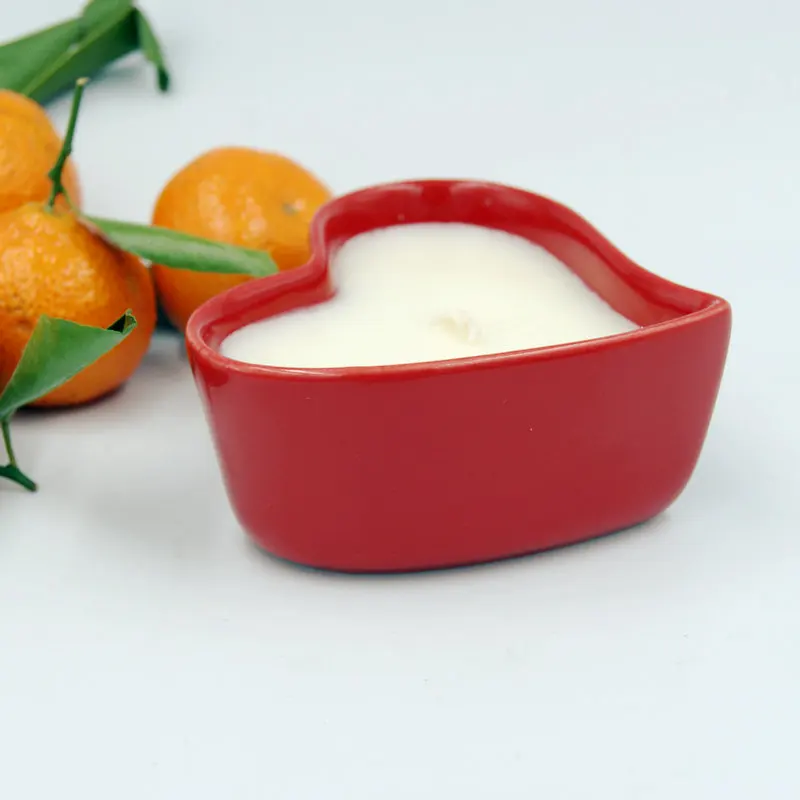 
Heart shape Ceramic cups Massage Oil Candles Low temperature Candles with perfume 