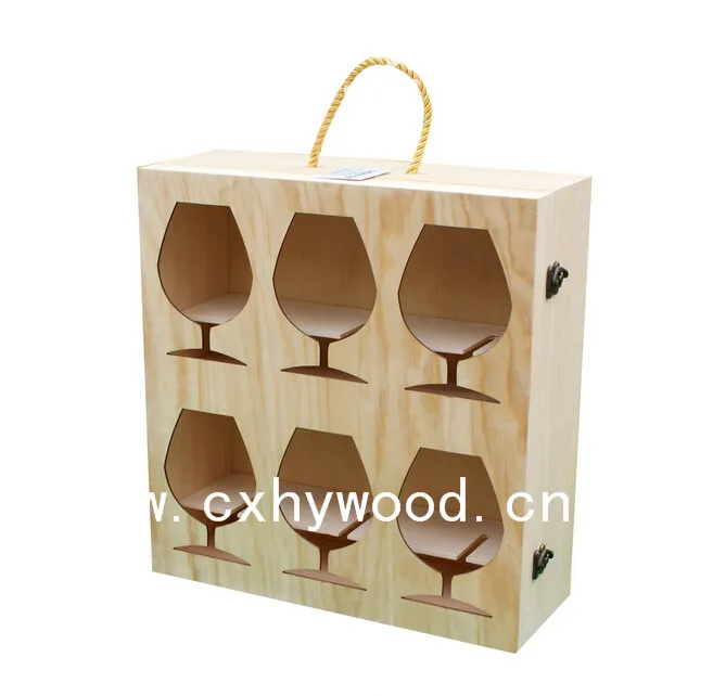 wood gift box for wine bootle and drinking cups wooden wine boxes