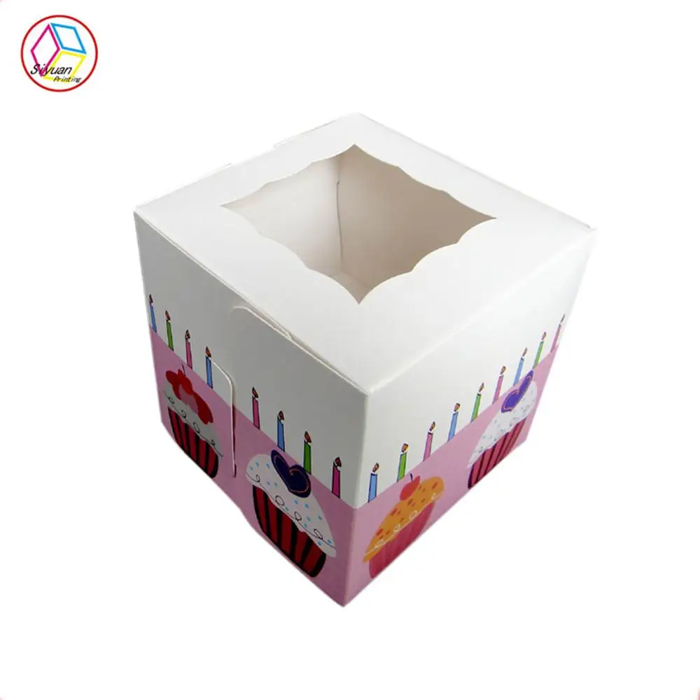 Custom Clear Cake Box Cupcake Box with Window Food Cajas Para Cupcakes Customized SY Paperboard Cupcake Box and Packaging Pink