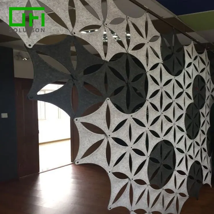 Eco-Friendly PET Acoustic Panels Fireproof Sound Insulation Hanging Polyester Acoustic Carved Panels