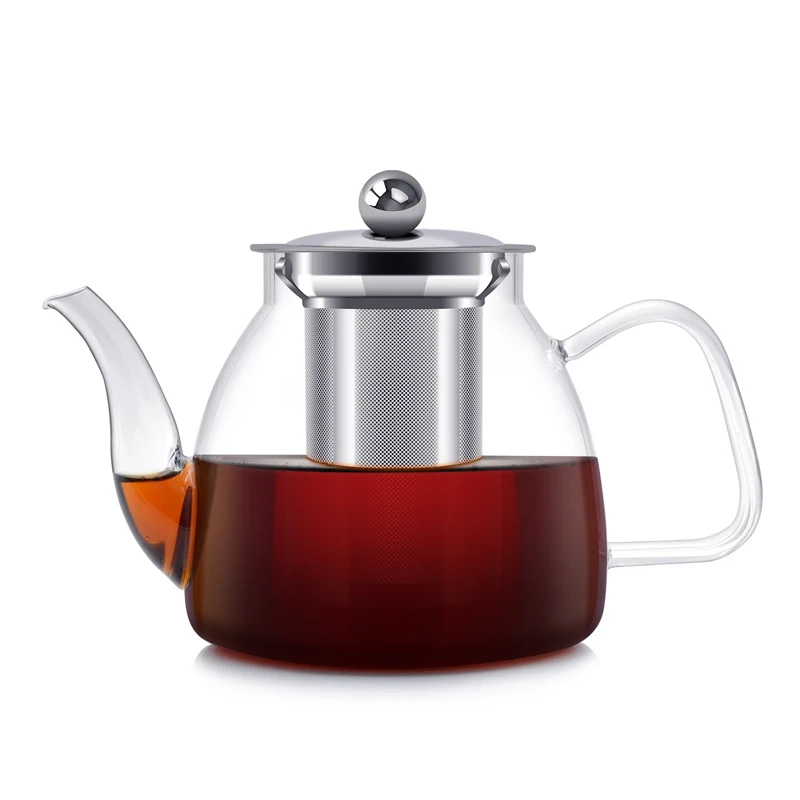 Wholesale handblown heat resistant small glass teapot with glass or stainless steel infuser