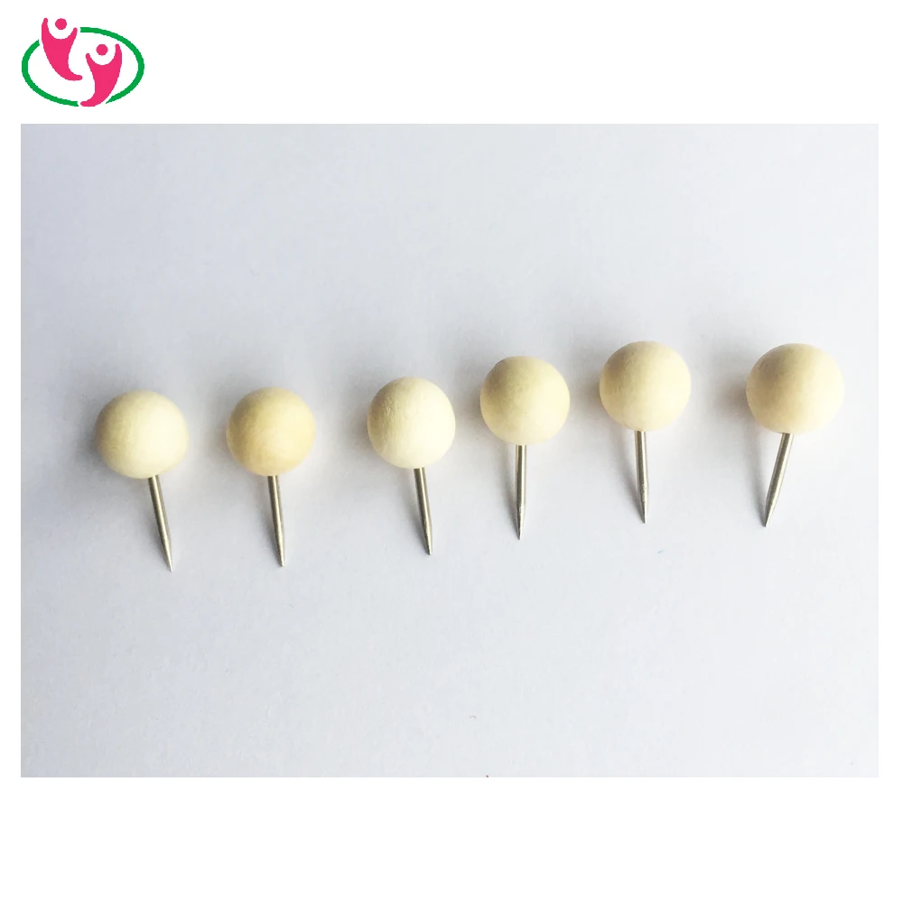 Quality Round Head Wooden Thumb Tack Map Push Pins for School and Office Use