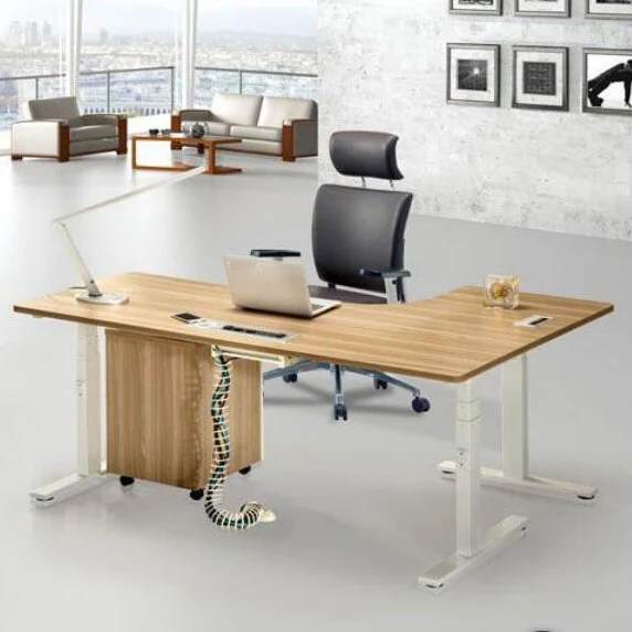Electric Sit To Stand Office Desk L Shape Wholesale For Business Manager Foshan Lifting Frame Computer Adjustable Height Table