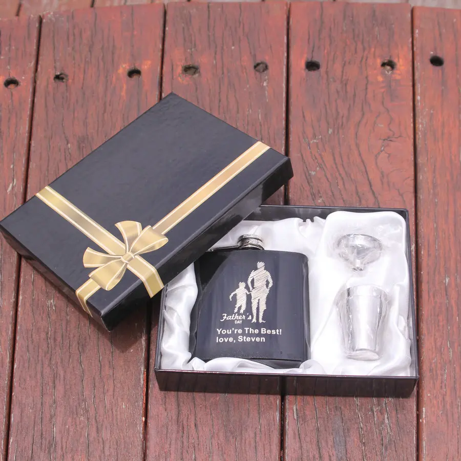 Лучший свадебный подарок, логотип клиента, нержавеющая сталь, черный цвет, лазерный логотип, фляга