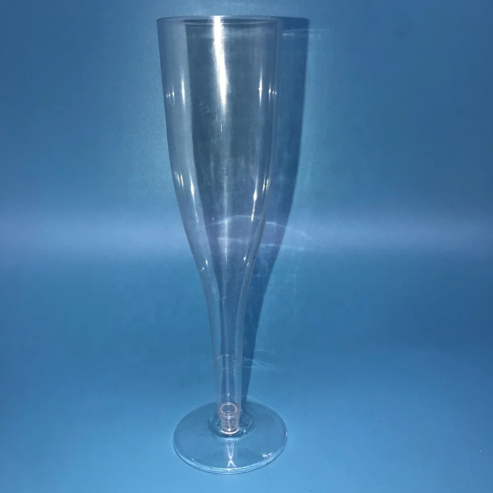 Designed Plastic Champagne flute With Silver Rim