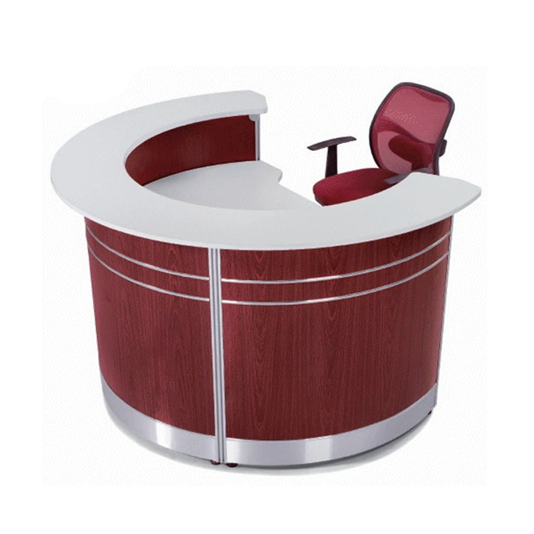 Modern Furniture Table Design Curved Beauty Salon Office Used Wood Front Counter Desk Reception