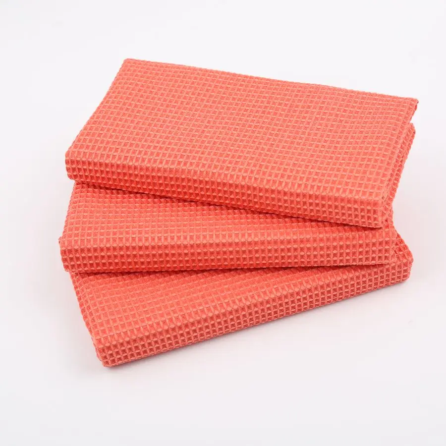 china factory weft knitted super detersive waffle microfiber car towel
