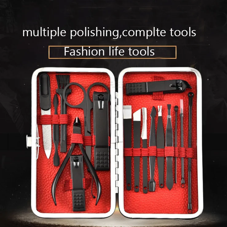 Nail clippers dig ear spoons nail set hand and foot trimmer nose hair scissors stainless steel nail tools