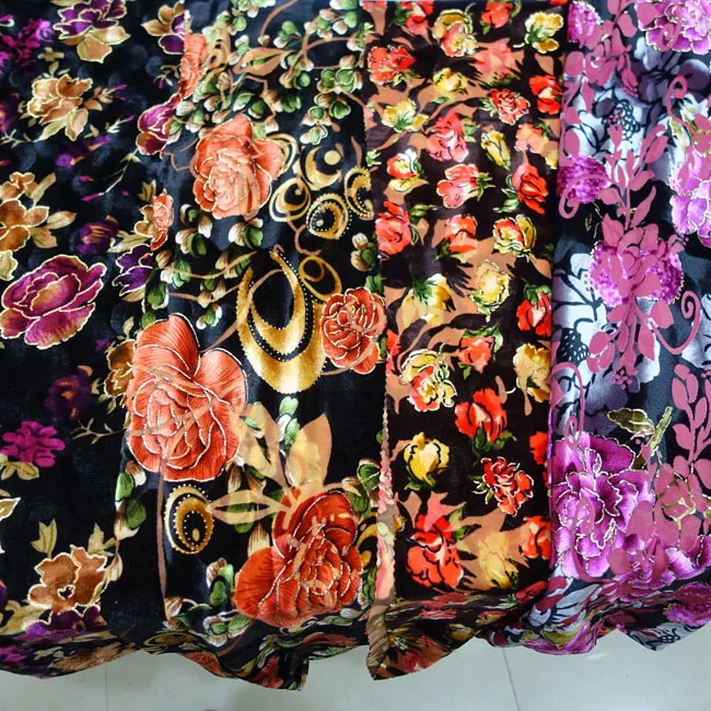 Froal rose silk velvet Burnout and brushed printed stretch fabric for woman dress