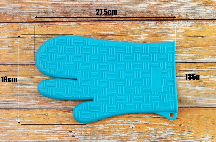 Three fingers Heat Resistant Oven Mitts Non-slip BBQ Grilling Silicone Gloves