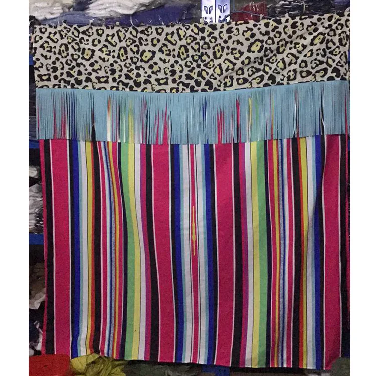 JUNSHI Personalized Serape Leopard Tassel Shower Curtains Rainbow Fringe Shower Curtains