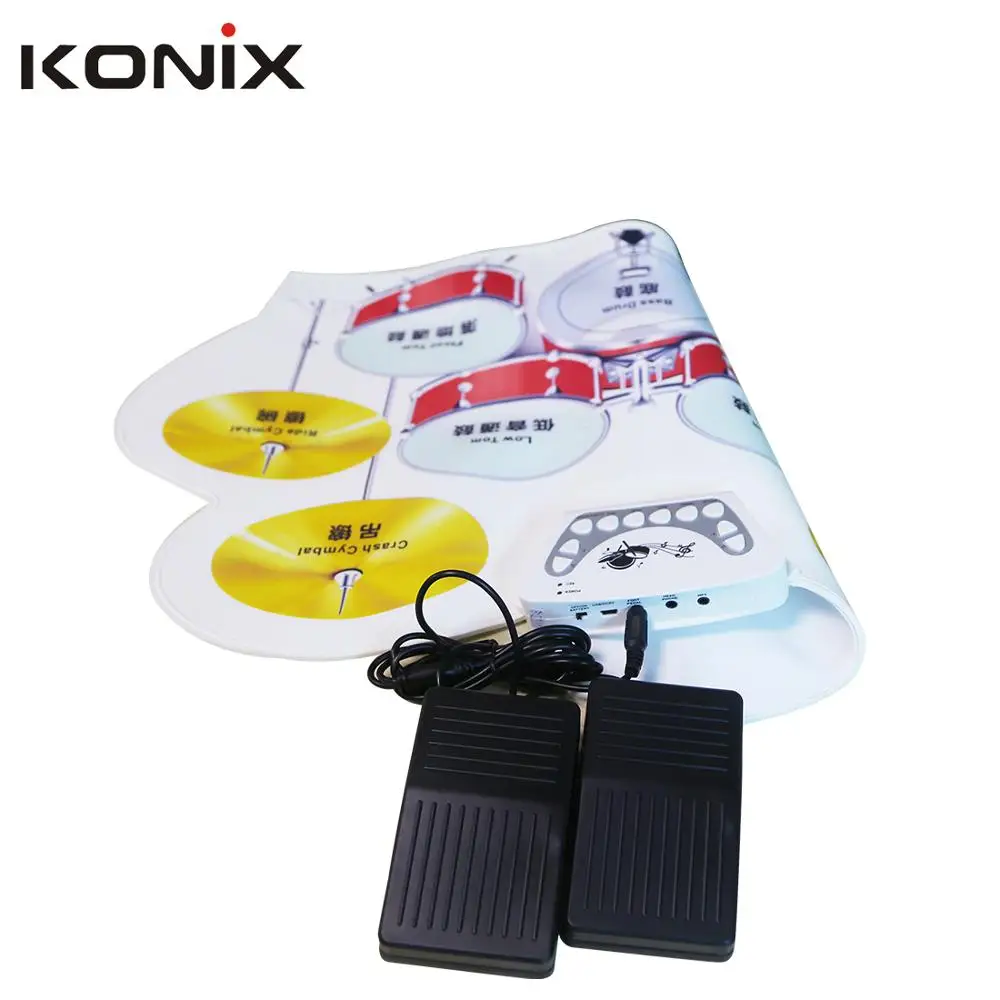 Roll-Up Drum Kit with Foot Pedals Power by AC Adapter or 2*AAA Battery Portable Electronic Drum Set