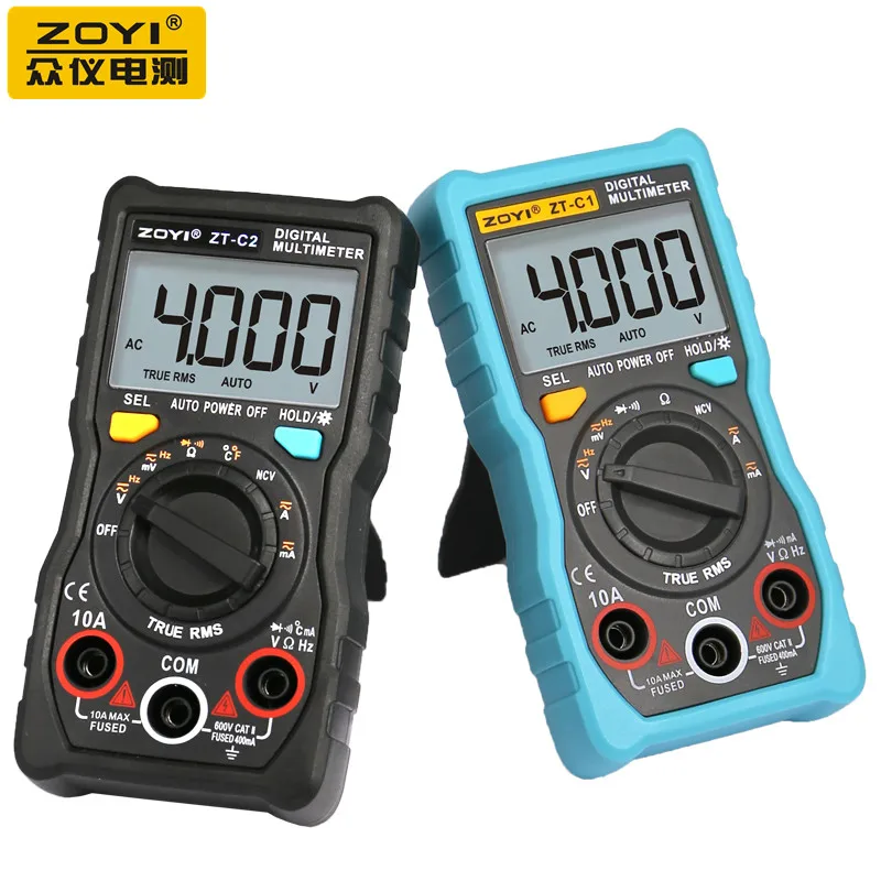 Original Manufacturer ZOYI ZT-C1 C2 True-RMS AC DC Voltage Current Resistance Ohm Frequency Continuity NCV Digital Multimeter