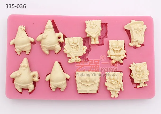 silicone sponge bob cake moulds,fondant cake decorating tools,silicone impression fondant mold