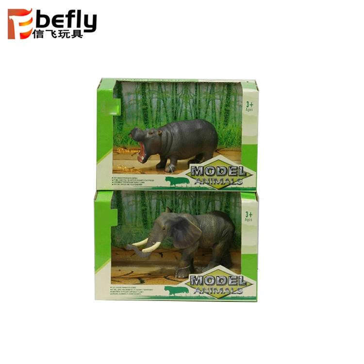 Mini plastic hippo elephant toy wild animals figure