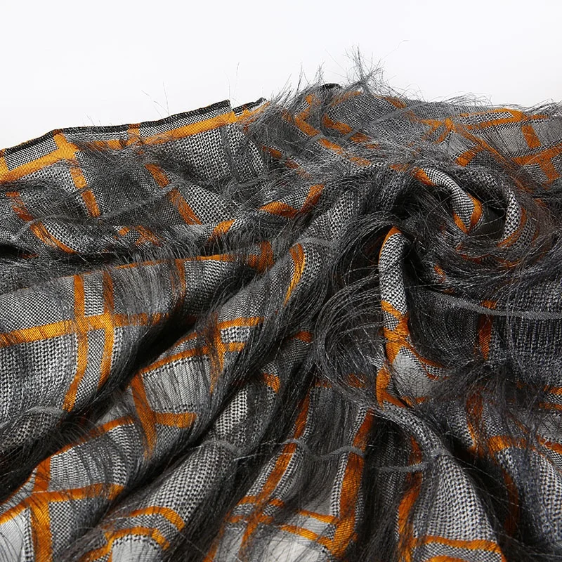 KEER wholesale modern style  fabric plaid pattern fabric cotton polyester fabric clothing material blackout