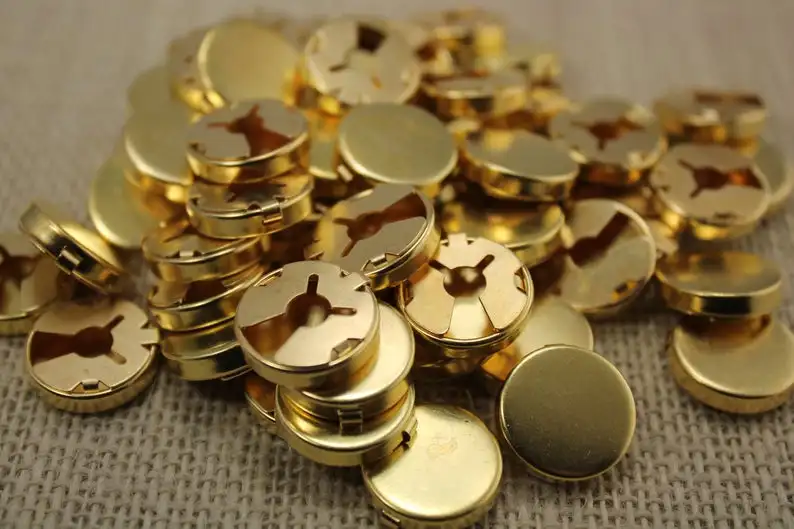 Round locking customised size Brass Button Cover Findings