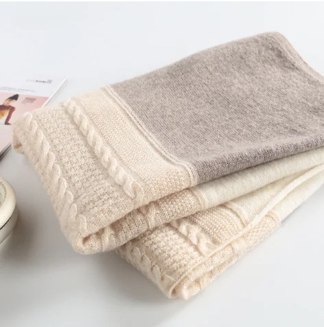 
custom pure cashmere scarf knitt new deign thick wool travel blanket oversize long shawl 